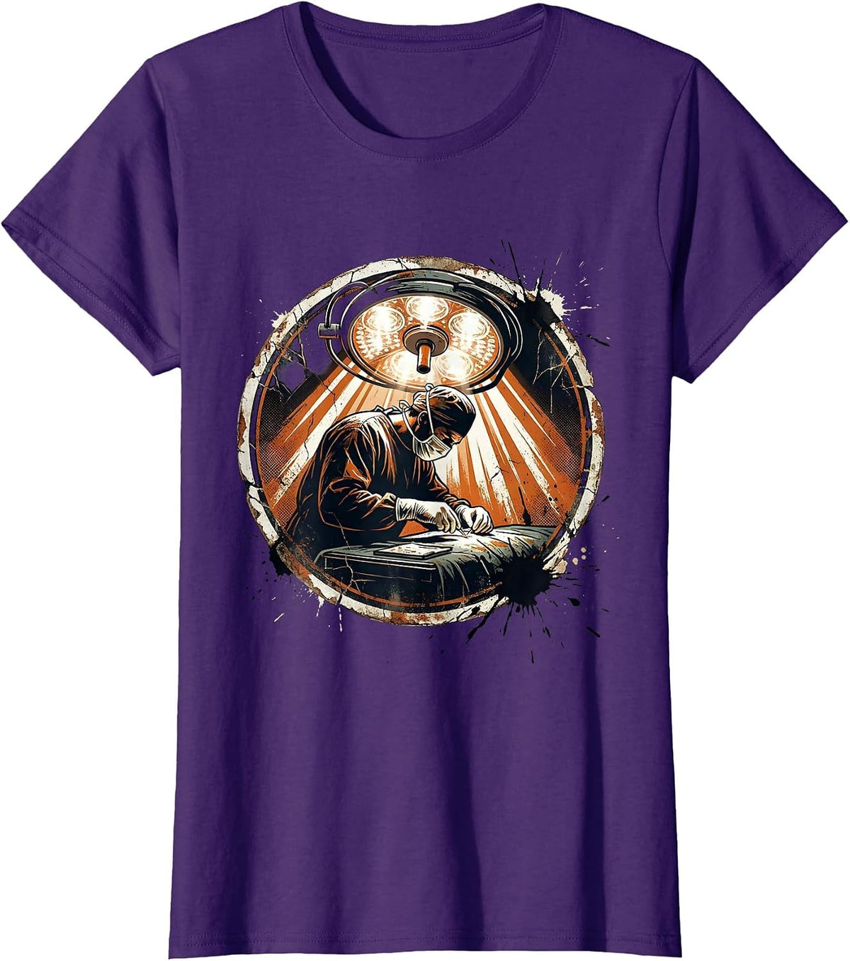 Women's Surgeon Silhouette Operating Room Graphic T-Shirt - Purple