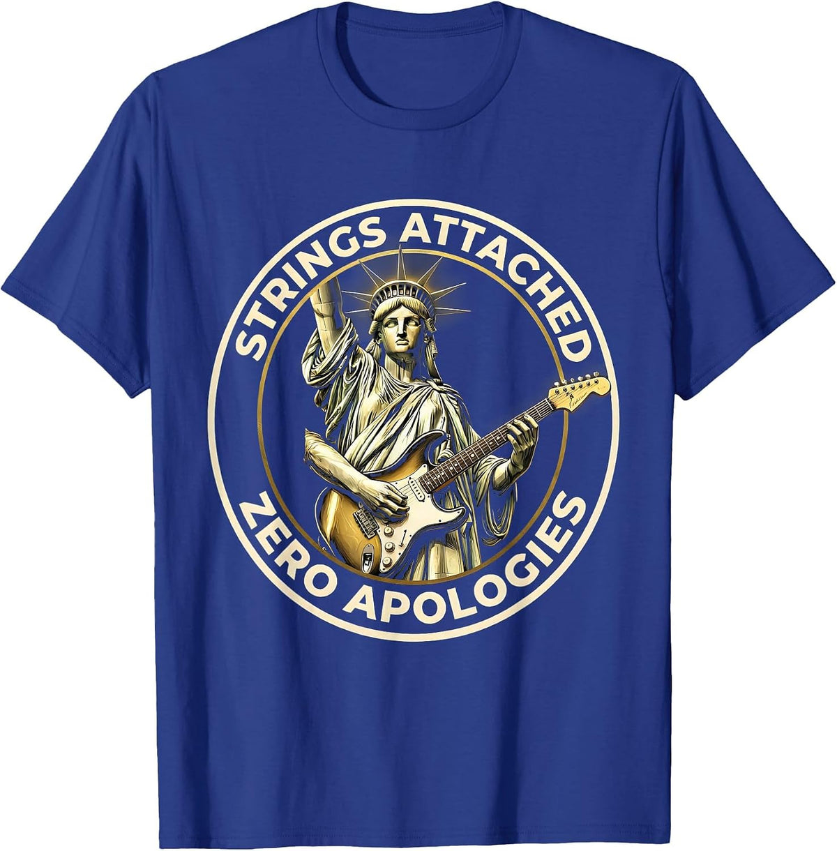 Strings Attached Zero Apologies Band Music Tee T-Shirt - Royal Blue