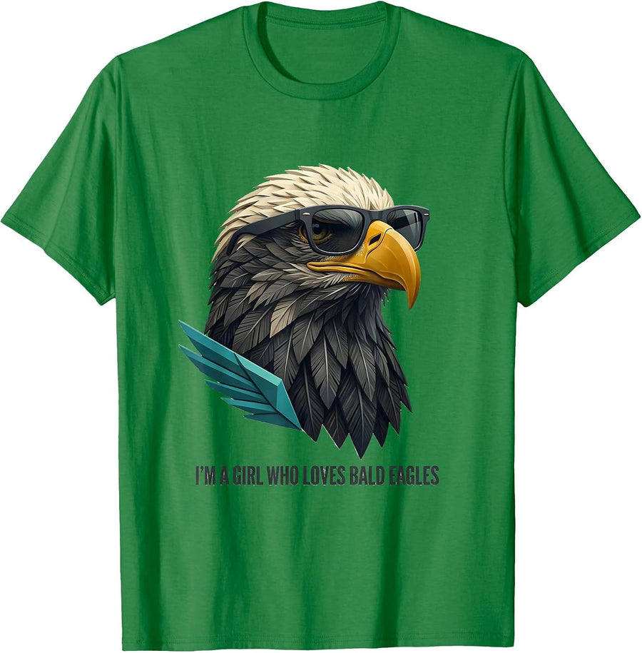 Men's I'm A Girl Who Loves Bald Eagles Midcentury Modern Eagle T-Shirt - Kelly Green