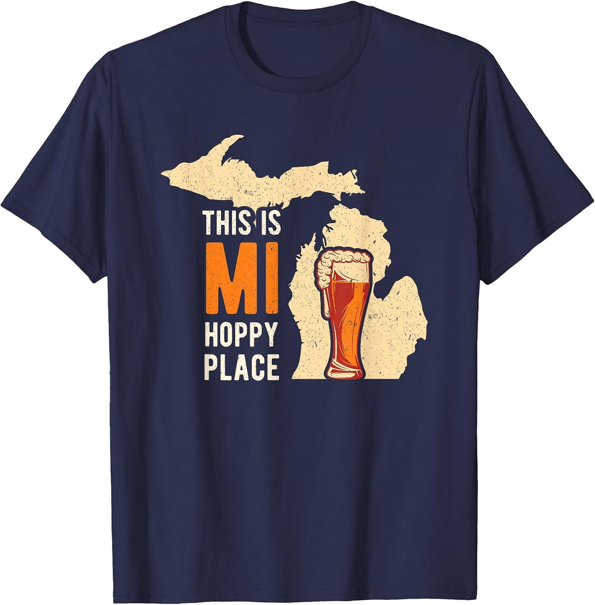 MI Beer Drinking - Michigan Brewery Microbrew T-Shirt - Navy Blue