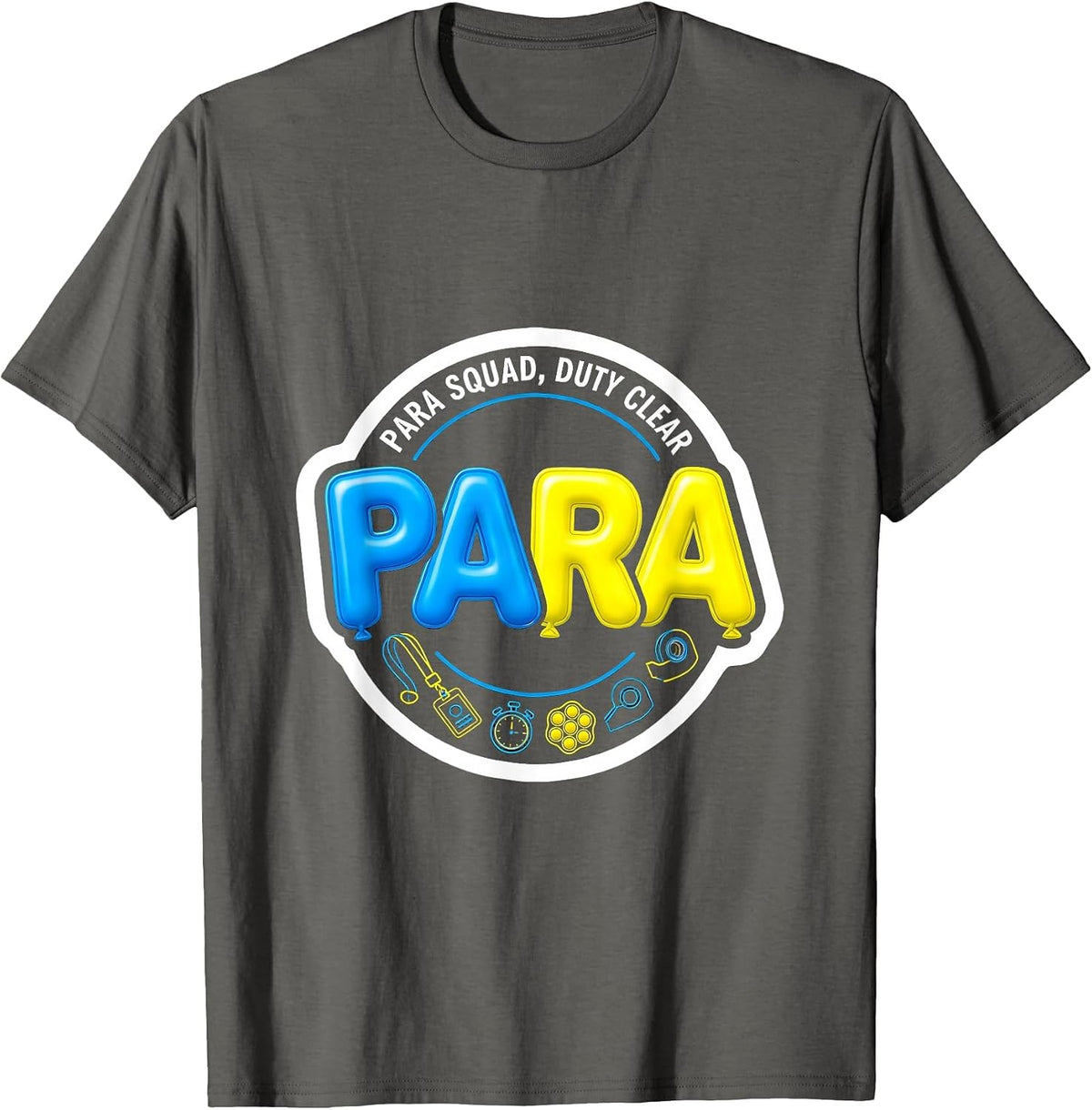Men's Para Squad Duty Clear Sticker Style Back To School T-Shirt - Asphalt Grey