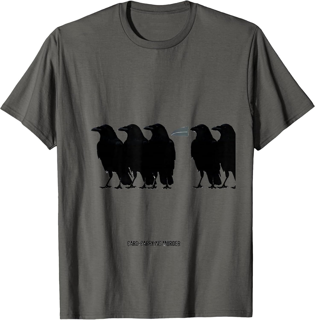 Murder, Card-Carrying Funny Crow Bird Meme Humor T-Shirt - Asphalt Grey