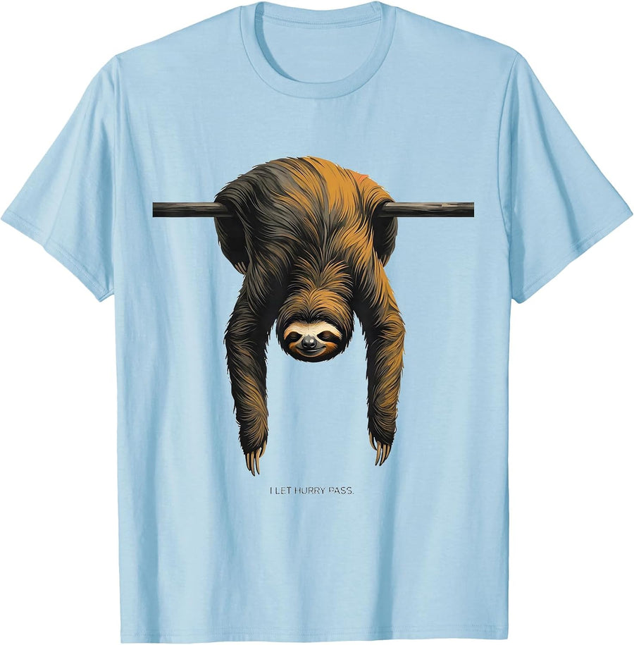 Men's I Let Hurry Pass Funny Sloth Humor Novelty Gift T-Shirt - Baby Blue