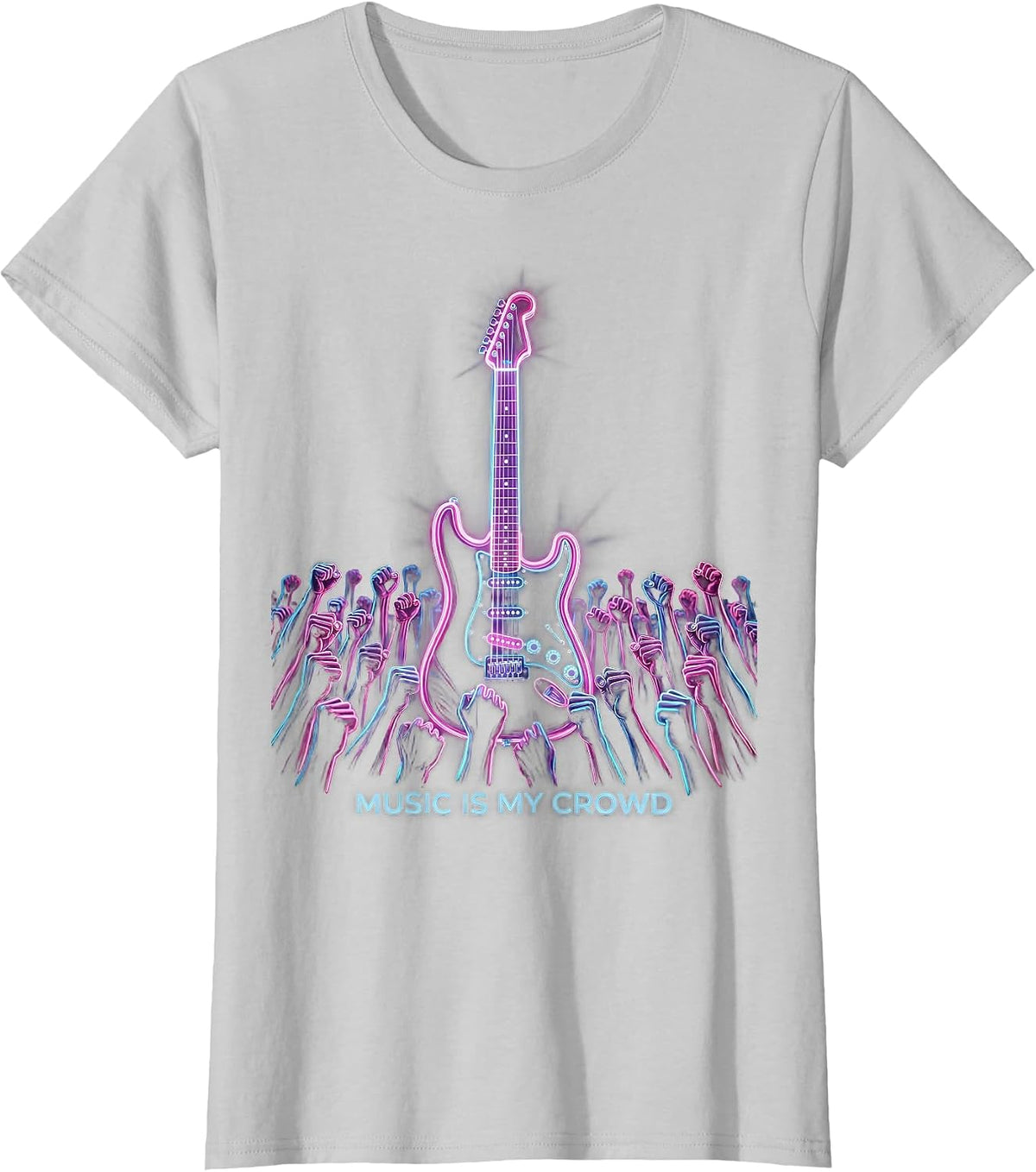 Music Is My Crowd Concert Lover Design T-Shirt - Silver Grey