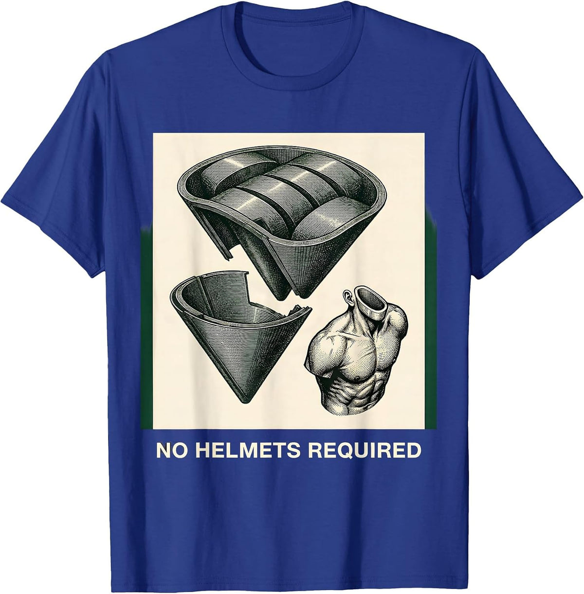No Helmets Required Crosshatch Etching South African Bokke T-Shirt - Royal Blue