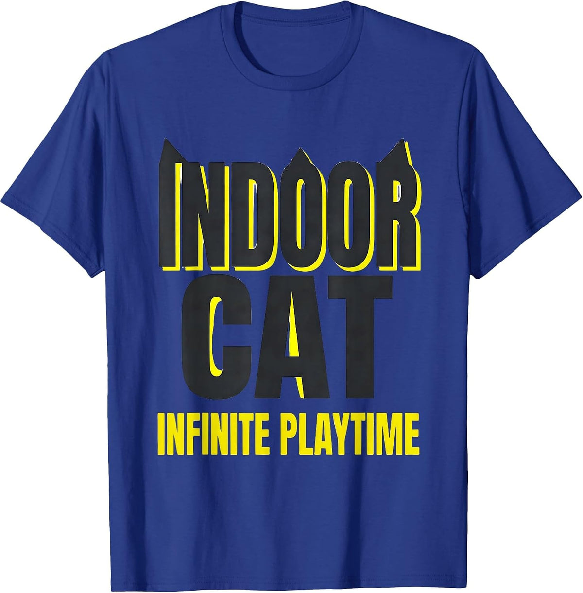 Men's Indoor Cat Infinite Playtime Funny Cat Gamer Video Game T-Shirt - Royal Blue