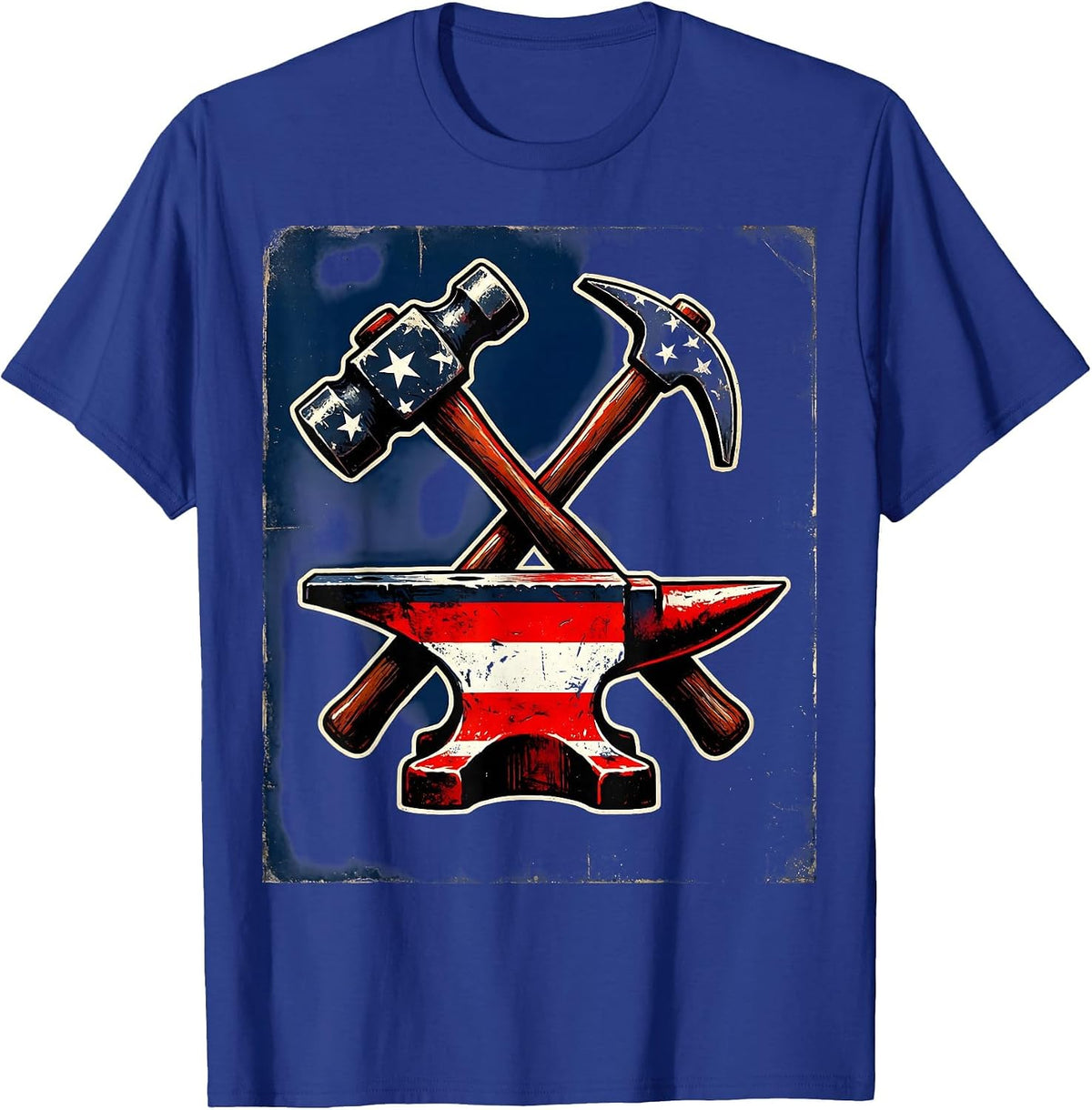 Labor Day Blacksmith Anvil Graphic Design T-Shirt - Royal Blue