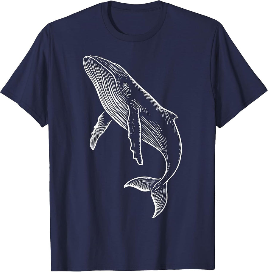 Humpback Whale T-Shirt - Navy Blue