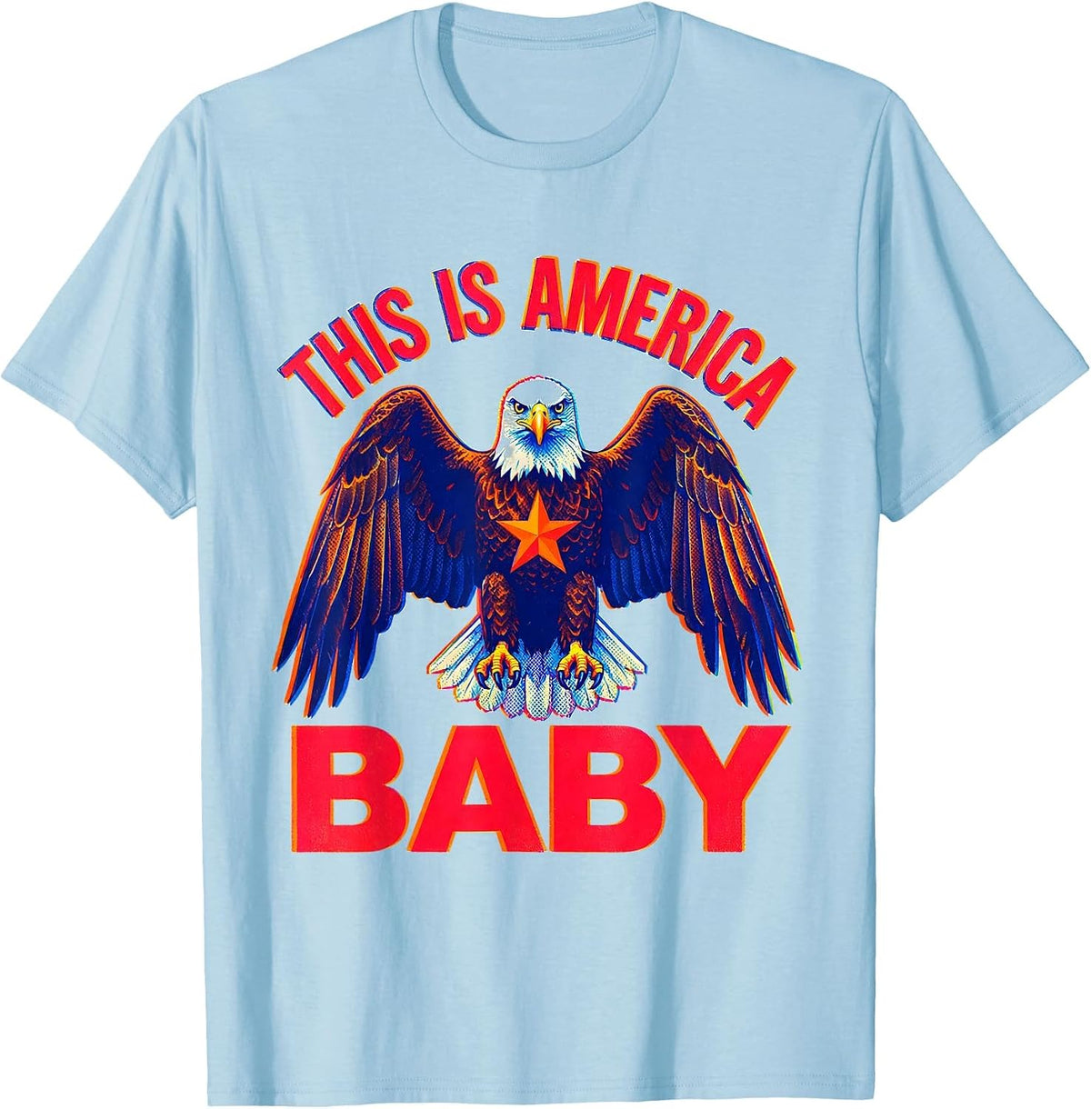 This Is America Baby Patriotic Graphic Design T-Shirt, Men, Baby Blue, 3X-Large - As Pictured