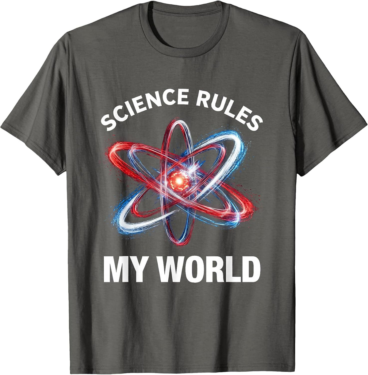 Science Rules My World Science Teacher Design T-Shirt - Asphalt Grey
