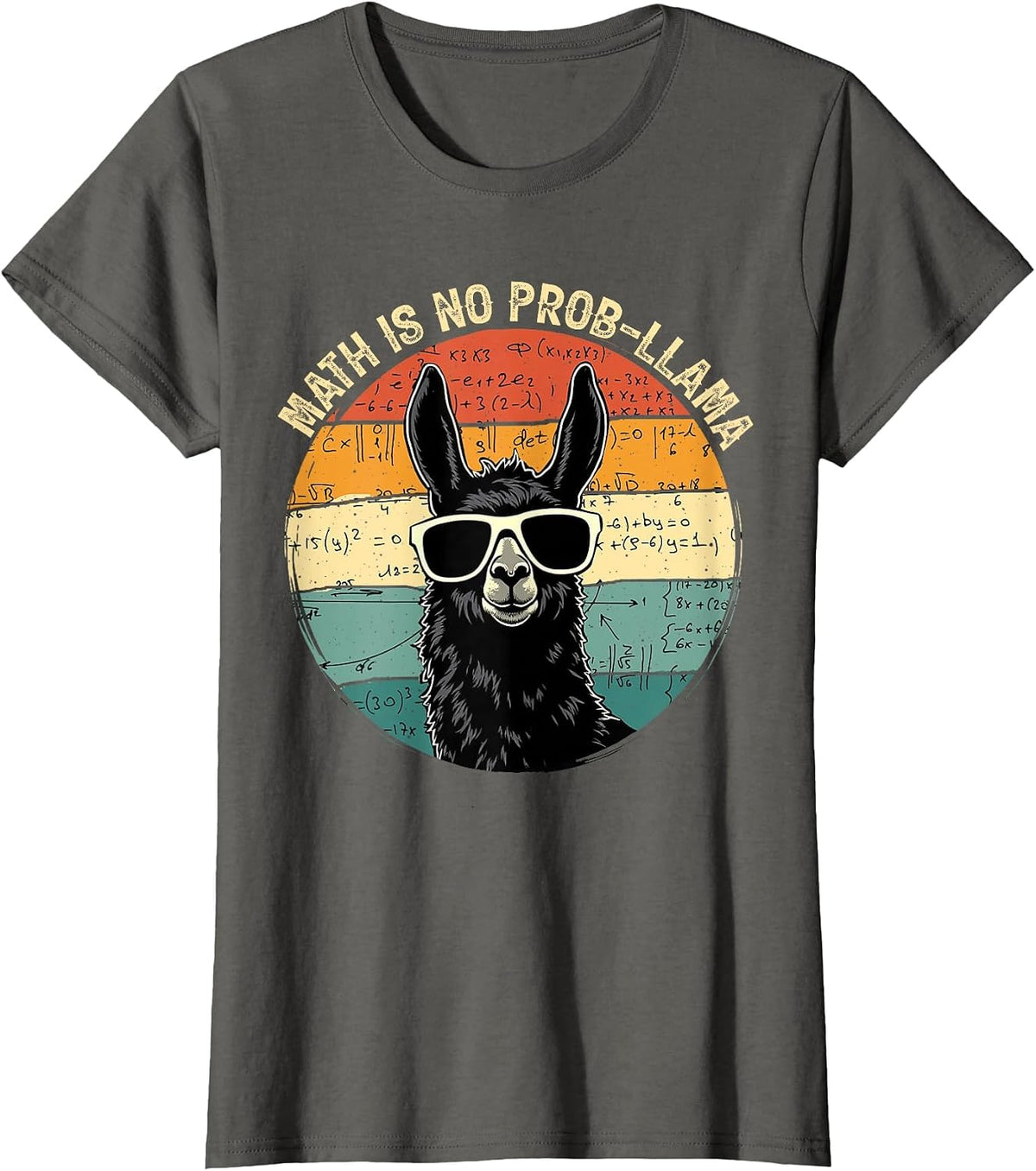 Math is No Pro-Llama Mathematics Math Teacher Appreciation T-Shirt - Asphalt Grey