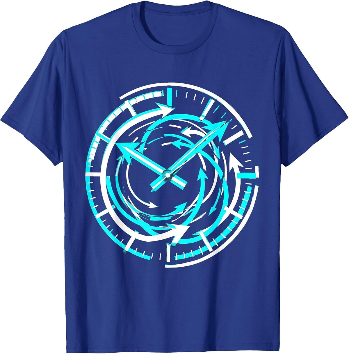Looping Clock Arrows Time Cycle Illustration T-Shirt - Royal Blue