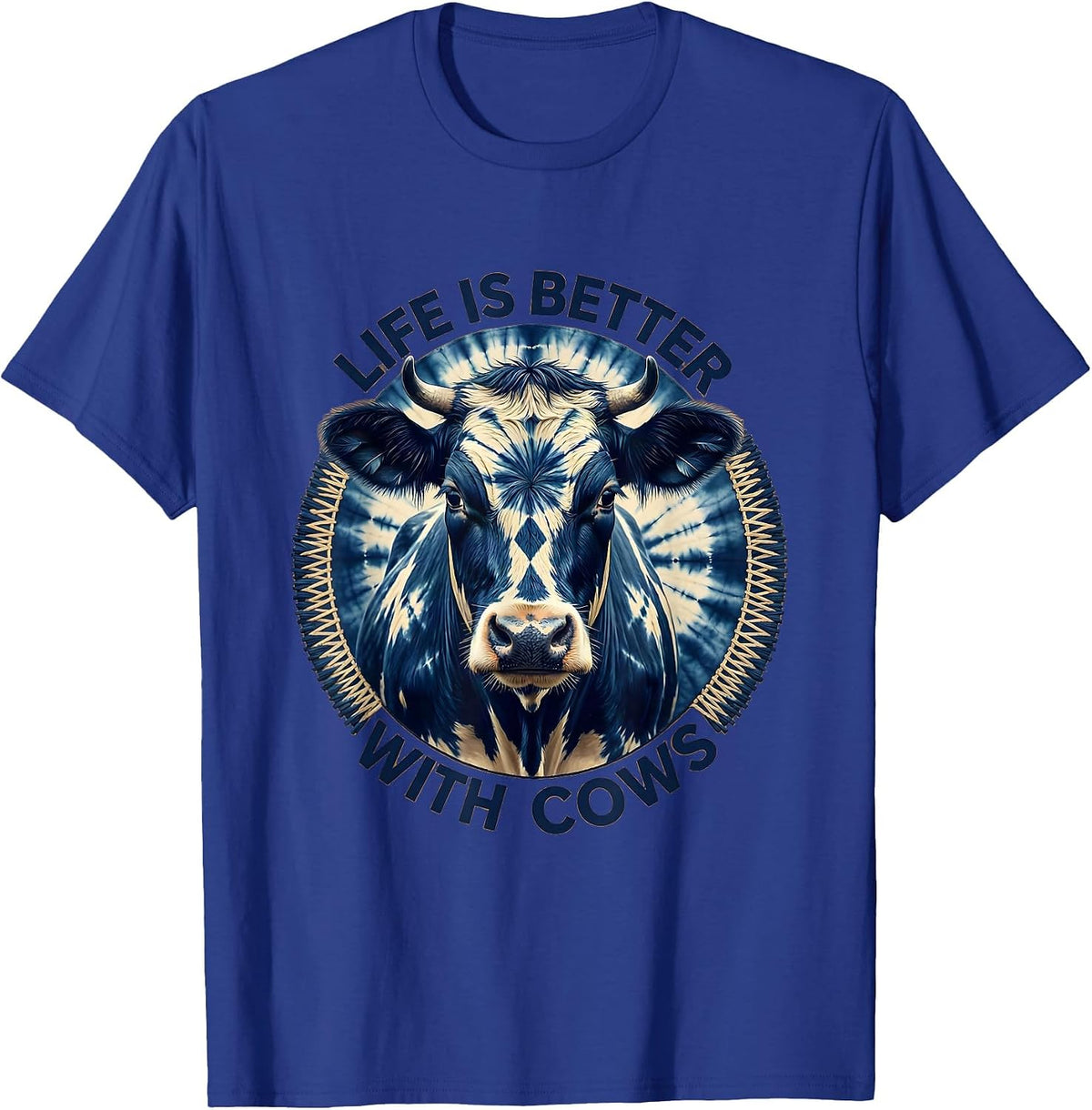Men's Life Is Better With Cows Farmlife Design T-Shirt - Royal Blue