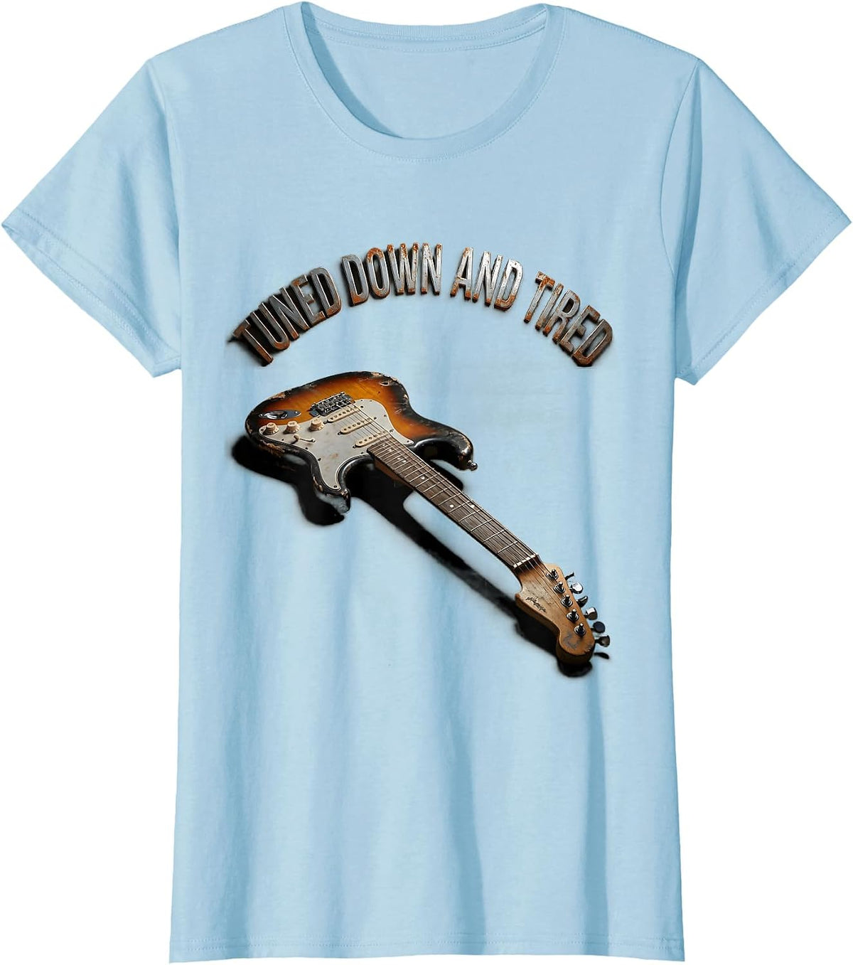 Tuned Down and Tired Grunge Music Design T-Shirt - Baby Blue
