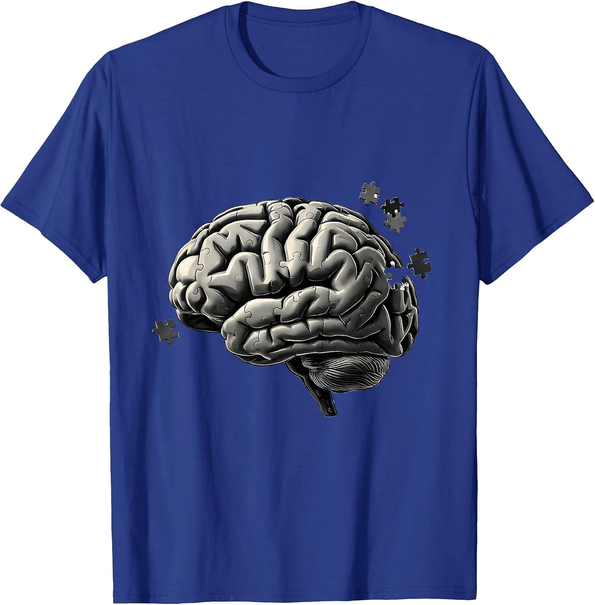 Men's English Teacher Brain Puzzle Pieces Graphic T-Shirt - Royal Blue