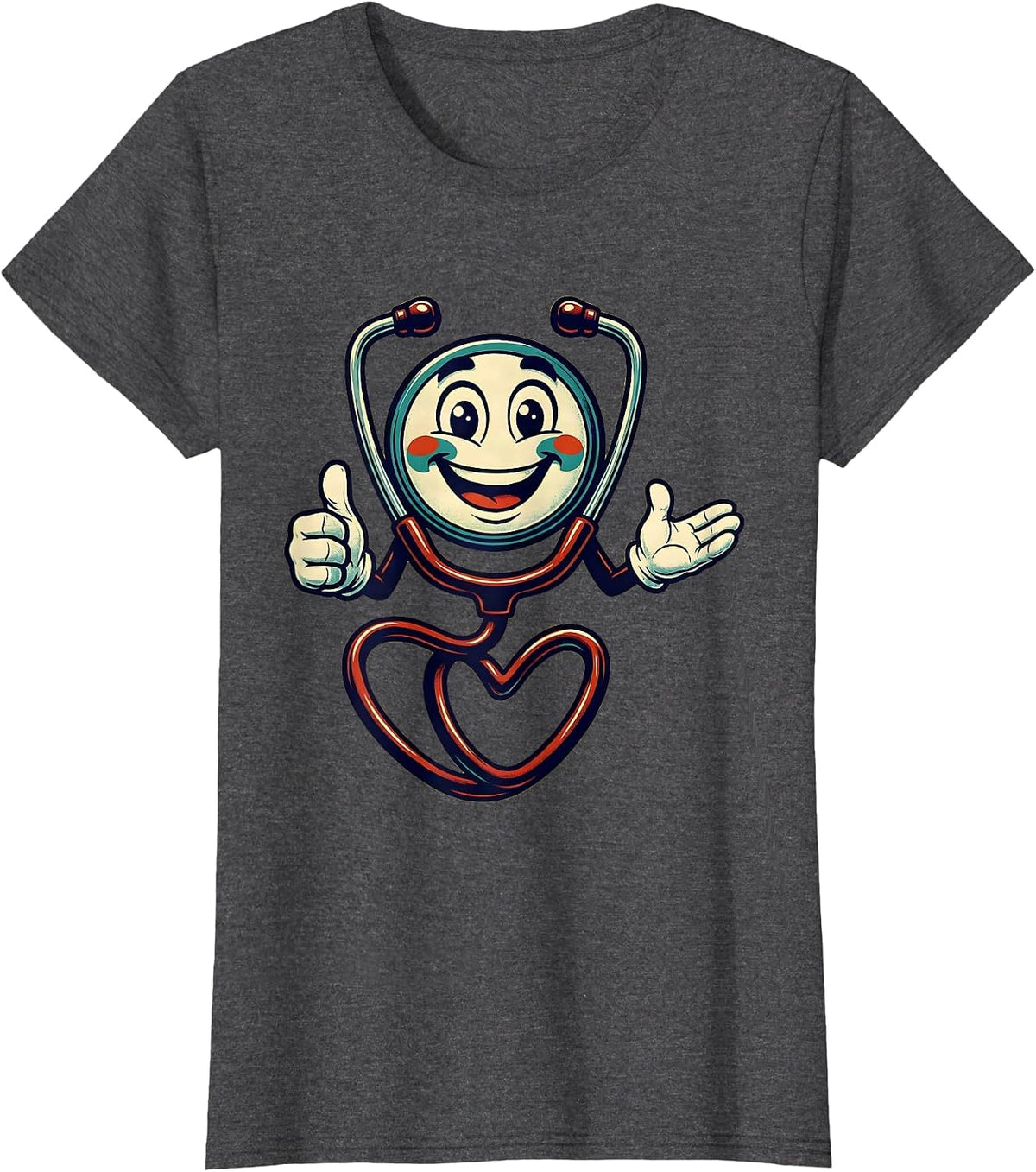 Women's Stethoscope Heart Medical Assistant Gift T-Shirt - Dark Heather Grey