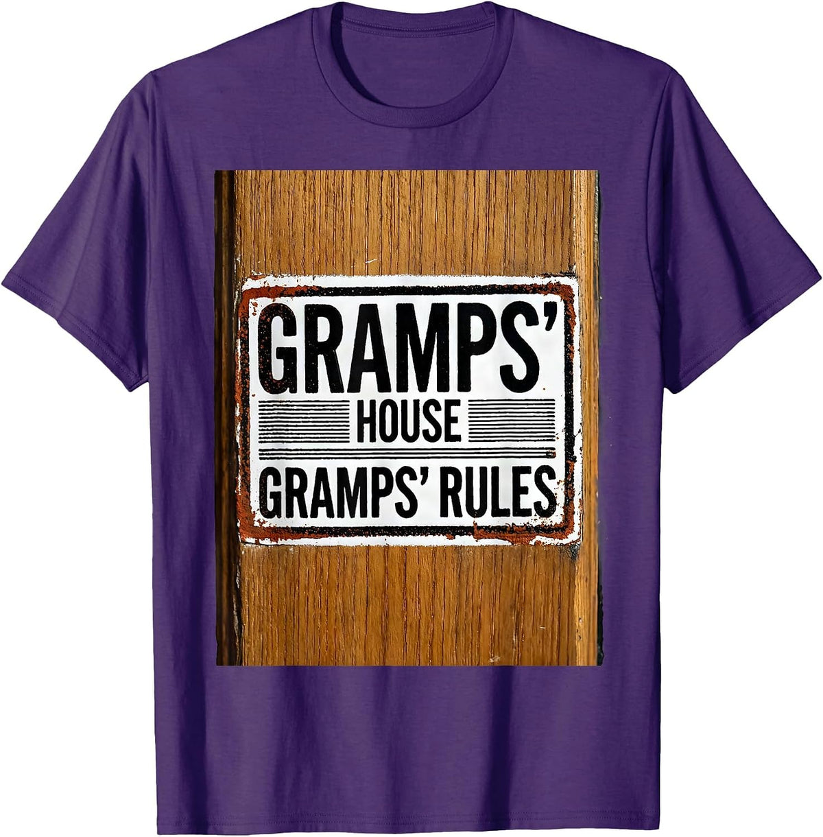 Men's Gramps' House, Gramps' Rules Rubber Stamp Funny Grandpa Gift T-Shirt - Purple