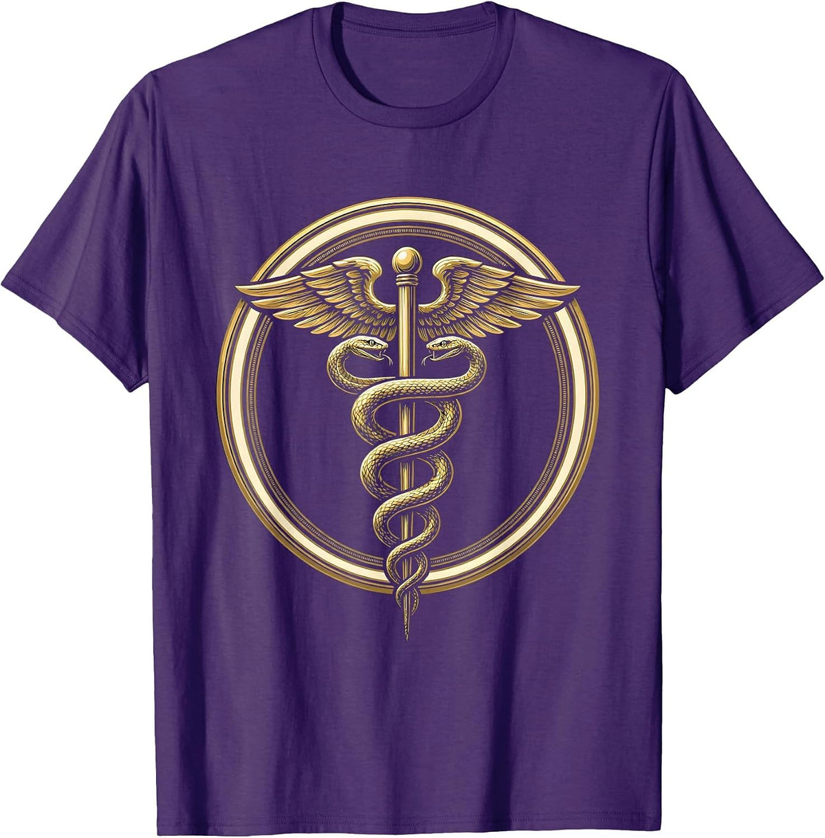 Men's Medical Assistant Caduceus Serpent Staff Illustration T-Shirt - Purple