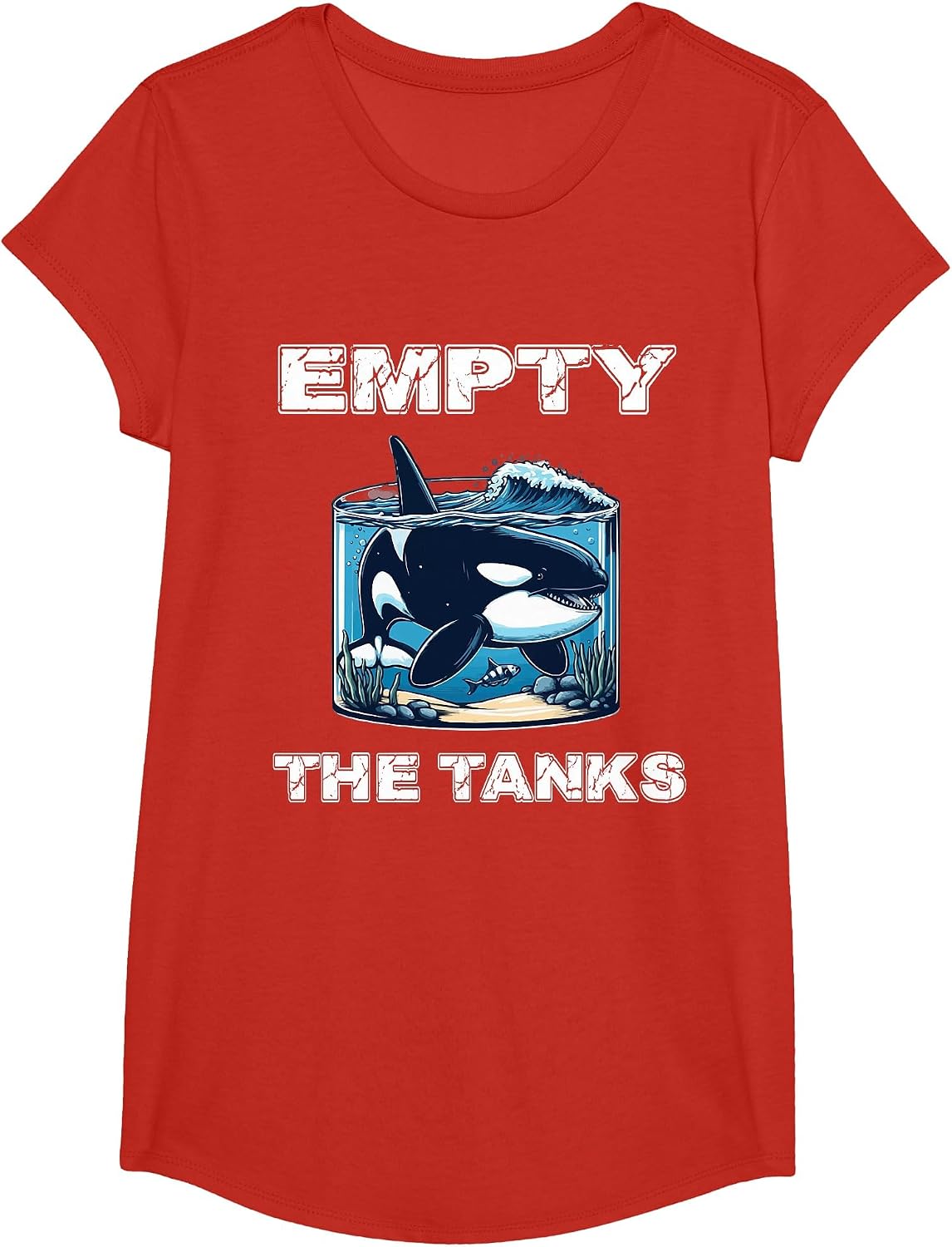 Empty The Tanks - Orca Rescue - Whale - Orca T-Shirt - Girls Red
