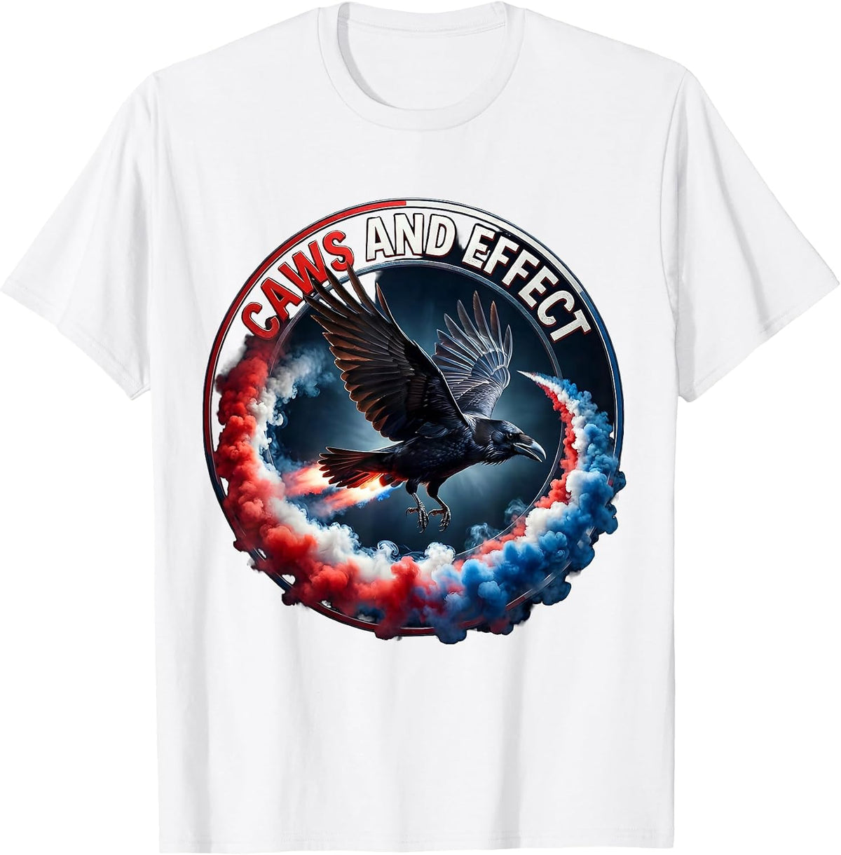 Men's Caws and Effect Funny Crow Bird Design T-Shirt - White