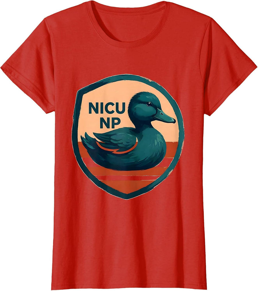 Women's NICU NP Cute Duckling Pediatric Nurse Practitioner NICU T-Shirt - Red