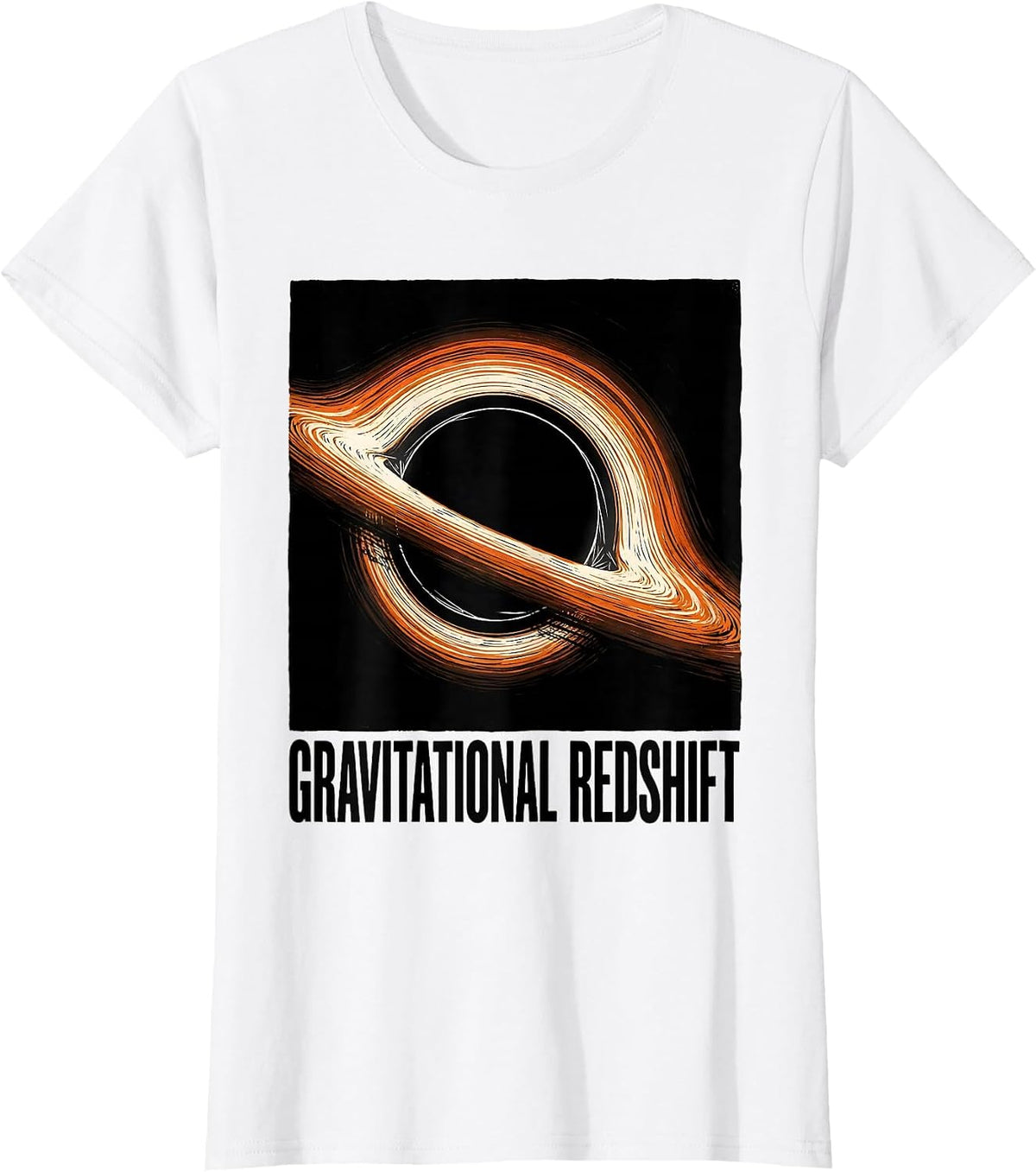 Gravitational Redshift Linocut Astrophysics Science Graphic T-Shirt - White