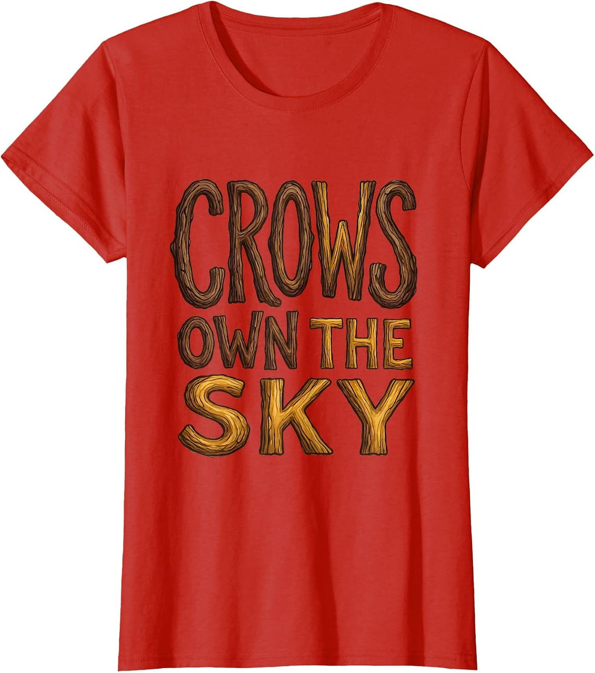 Crows Own The Sky Dark Bird Graphic Design T-Shirt - Red