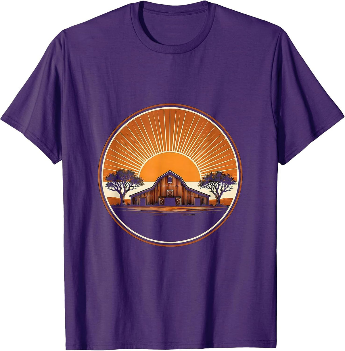 Men's Texas Old Wooden Barn Weathered Sun Illustration T-Shirt - Purple