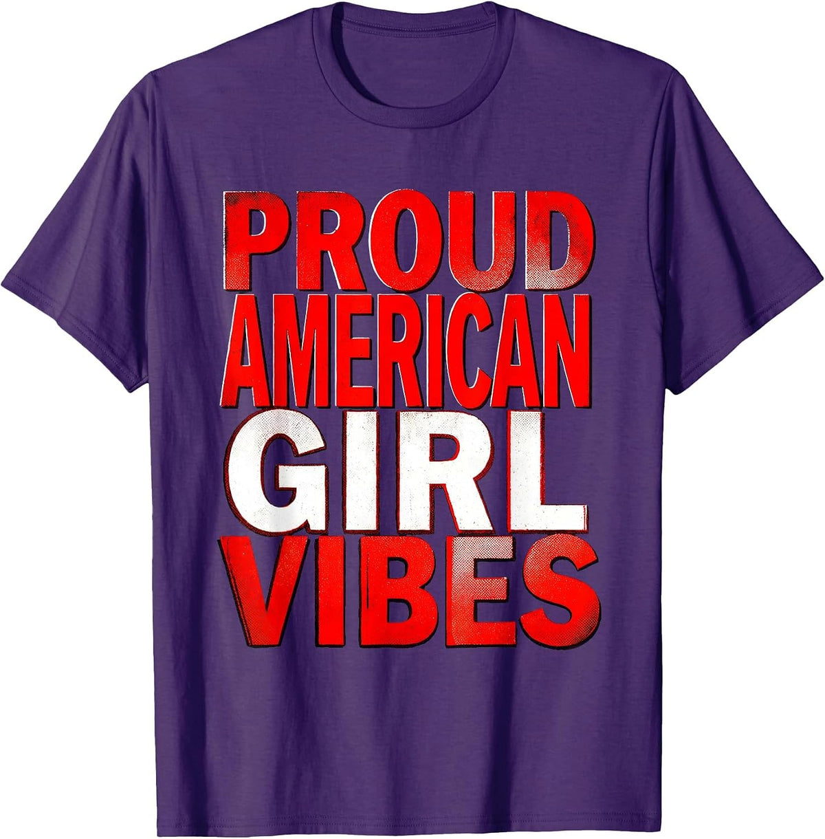 Men's Proud American Girl Vibes Red White Blue Design T-Shirt - Purple