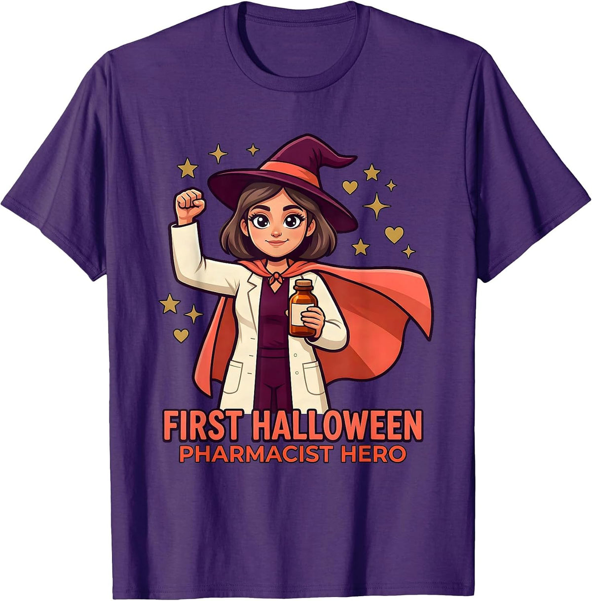 Men's FIRST HALLOWEEN PHARMACIST HERO Cartoon Pharmacist Halloween T-Shirt - Purple