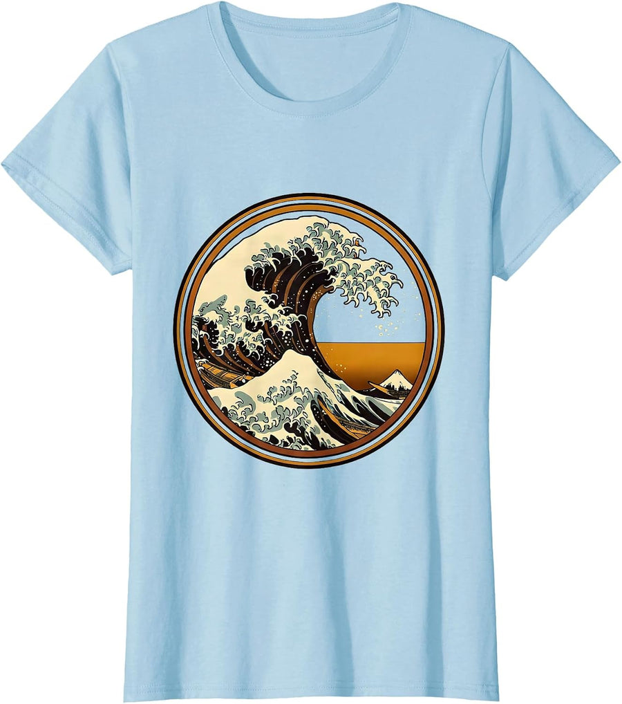 Women's Giant Beer Foam Wave Graphic Tee T-Shirt - Baby Blue
