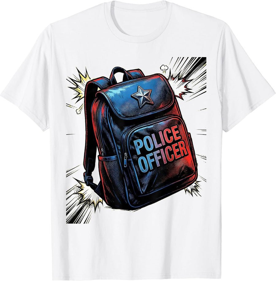 Men's Police Officer Comic Book Future Police Officer Costume T-Shirt - White