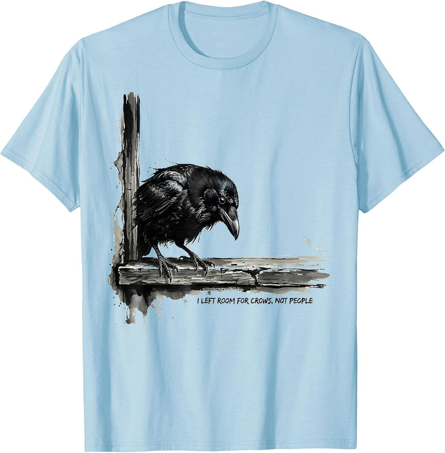 Men's I Left Room For Crows Not People Funny Crow F-Caw-F Gothic T-Shirt - Baby Blue