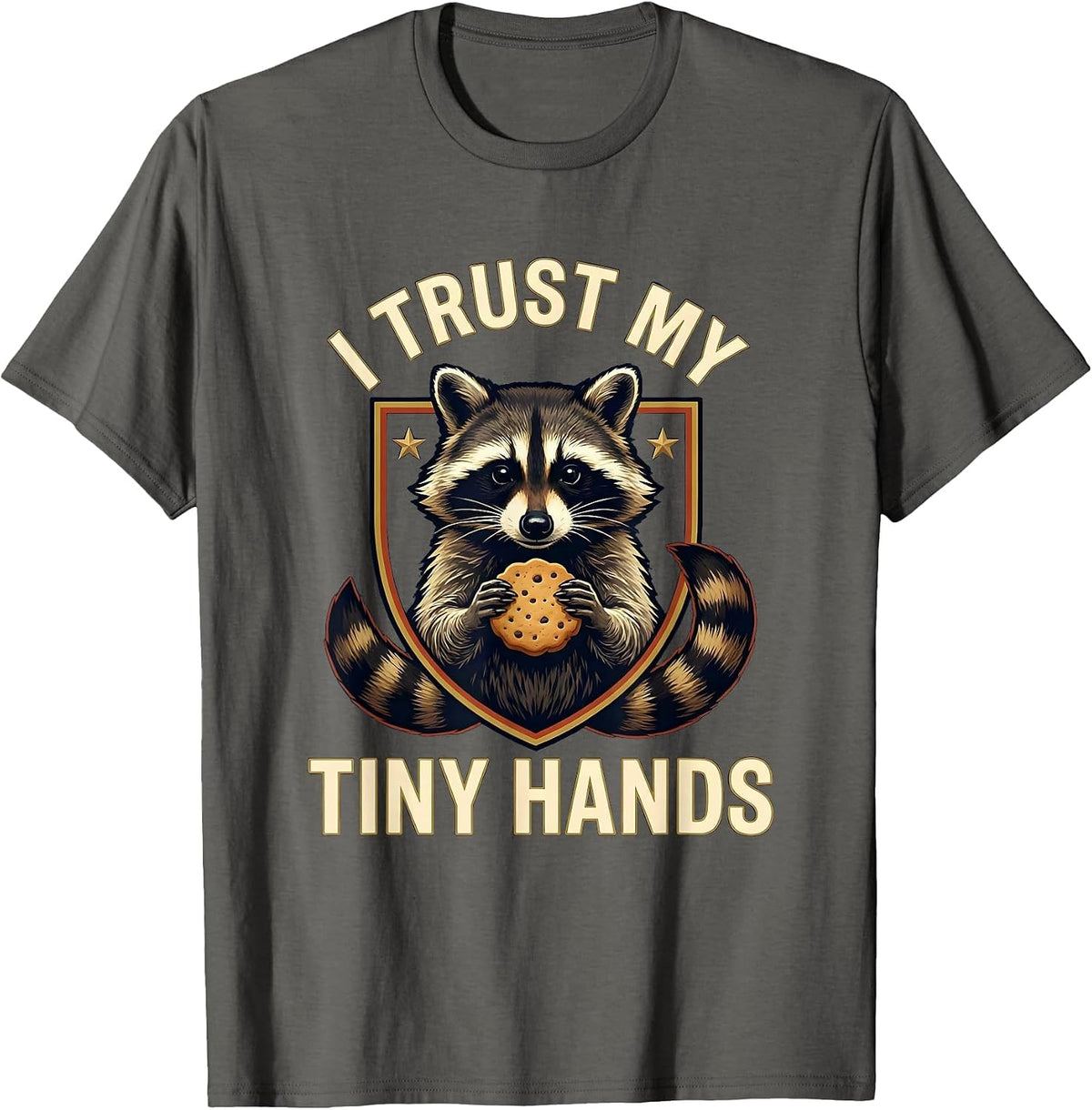I Trust My Tiny Hands Funny Raccoon Trash Panda Meme Humor T-Shirt - Asphalt Grey