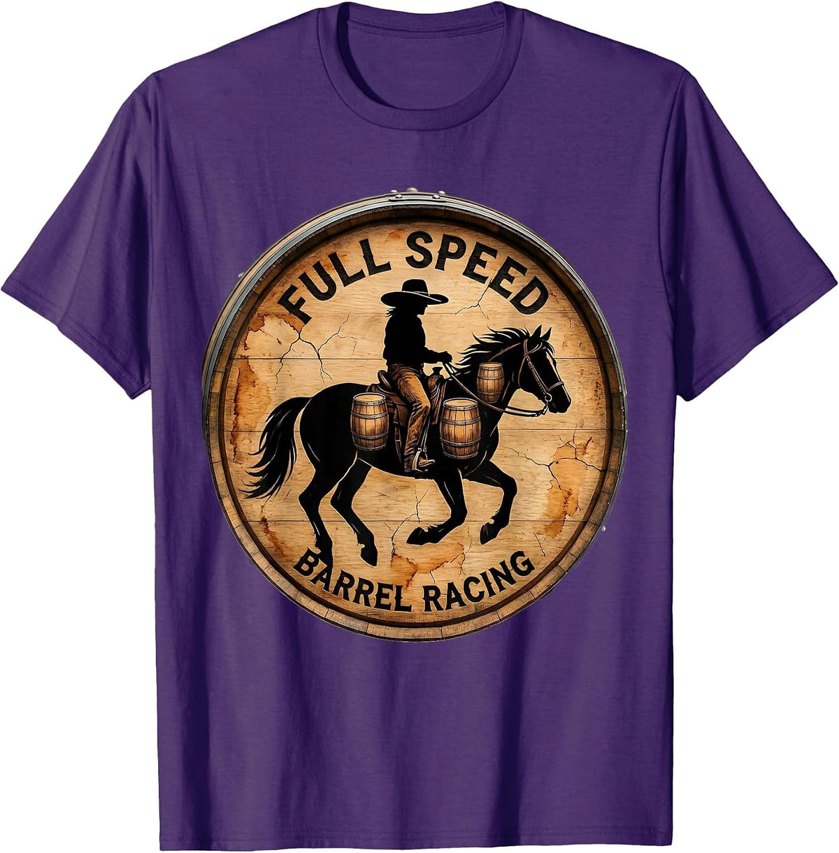Full Speed Barrel Racing Rodeo Design T-Shirt - Purple