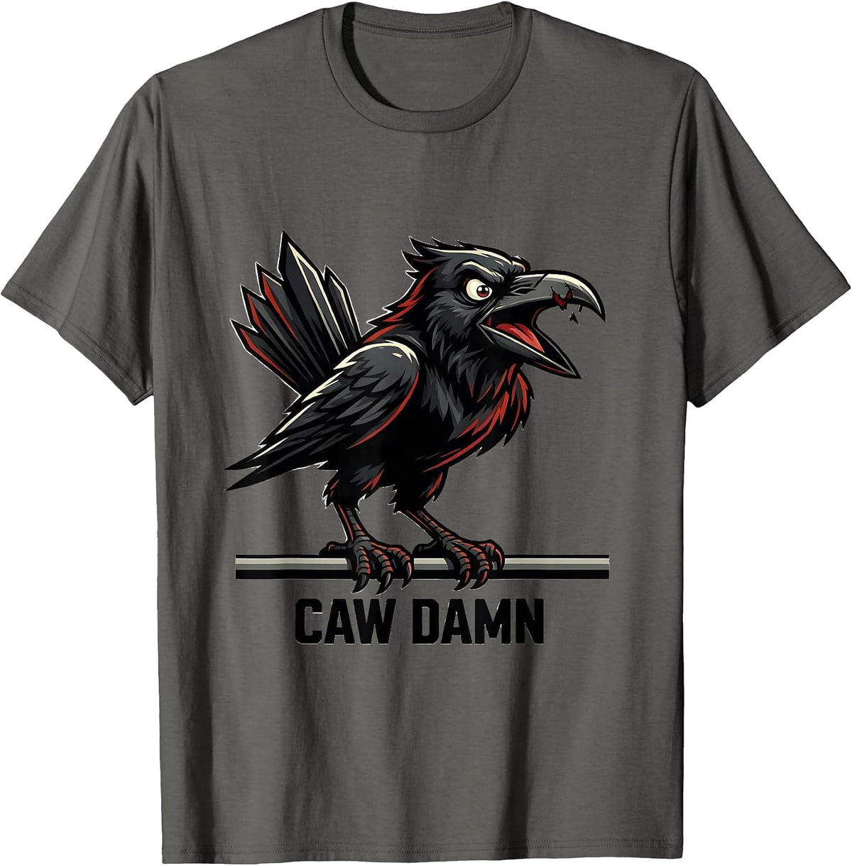Caw Damn Funny Crow Dark Humor Gothic Halloween Unisex T-Shirt - Asphalt Grey