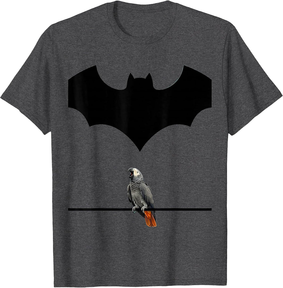 Bat Wing Parrot Lover Funny Halloween Costume Humor T-Shirt - Dark Heather Grey