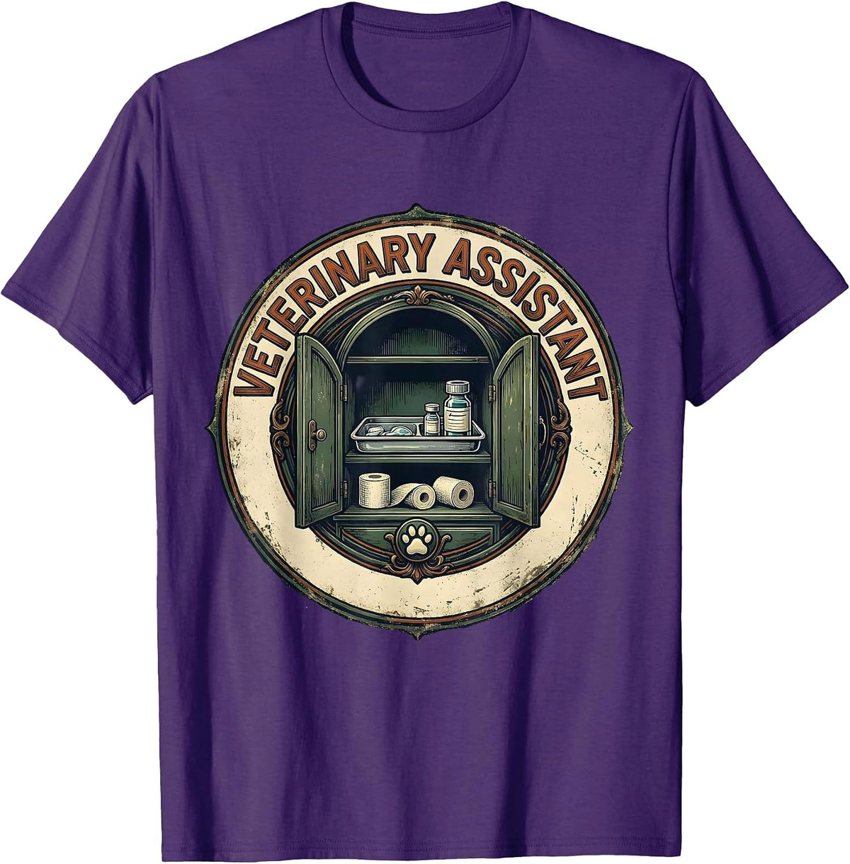 Veterinary Assistant Vintage Vet Tech Gift Occupational T-Shirt - Purple