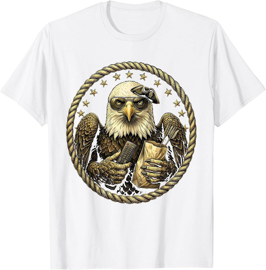 Men's USA 250th Anniversary Bald Eagle Patriotic Design T-Shirt - White