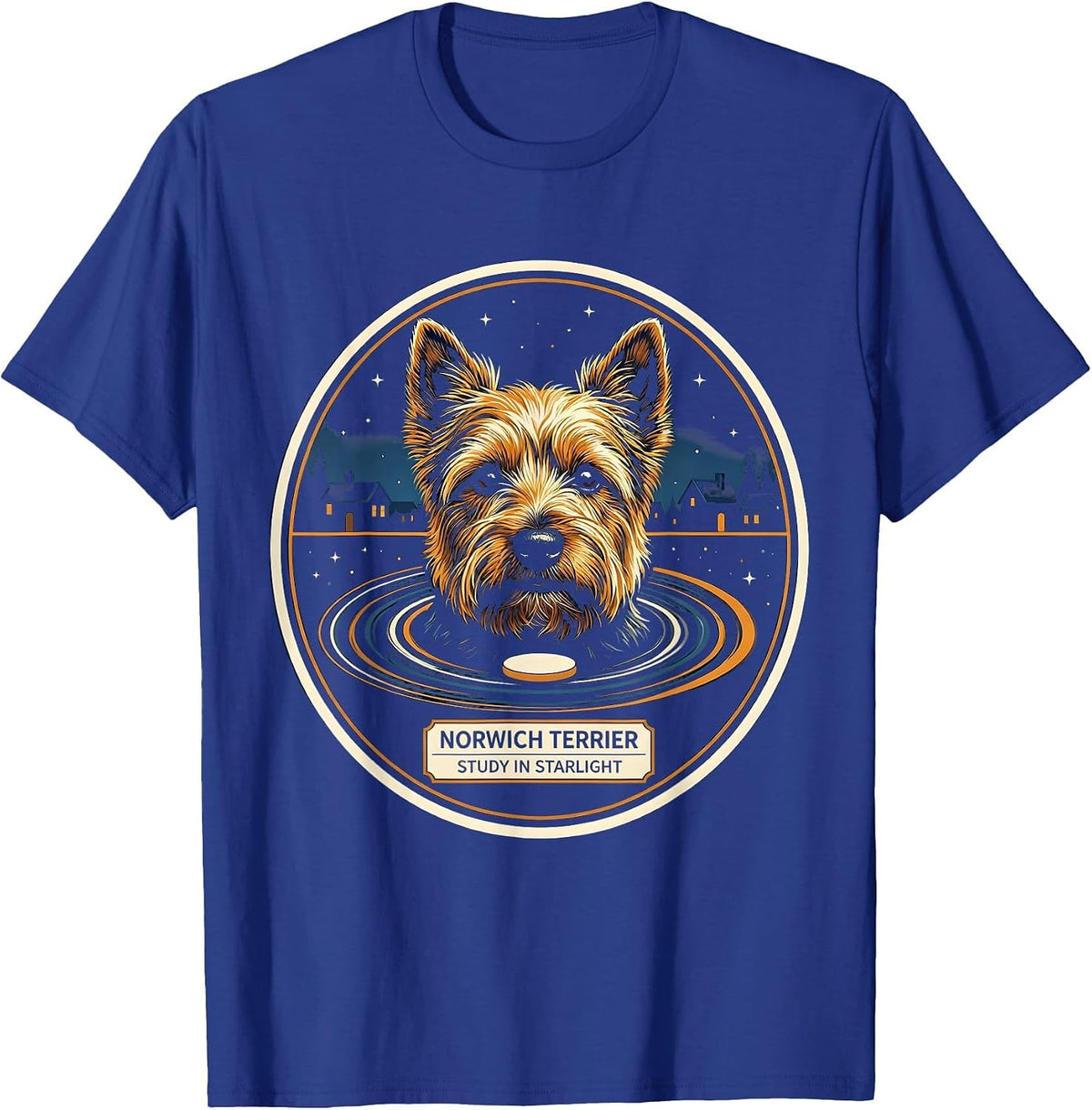Men's Norwich Terrier Study In Starlight Editorial Conceptual Dog T-Shirt - Royal Blue