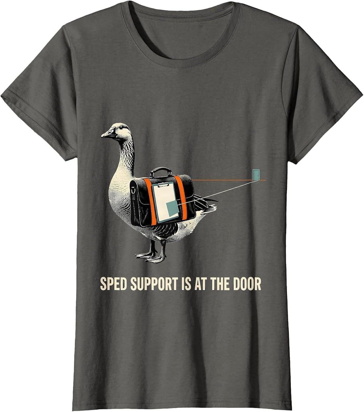 Women's SPED Support Is At The Door Funny SPED Teacher Special T-Shirt - Asphalt Grey