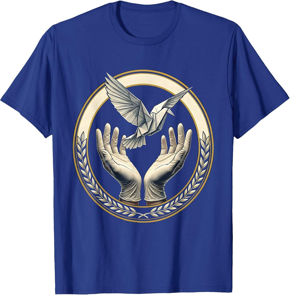 Nurse Surgical Gloves Paper Dove Release Graphic T-Shirt - Royal Blue