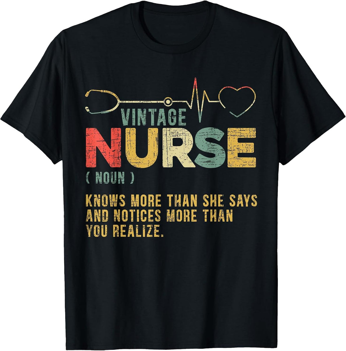 Vintage Nurse Definition Hospital Medical Registered Nursing T-Shirt - Black