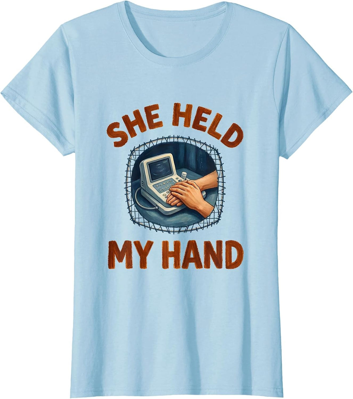 She Held My Hand Storybook Mammography Tech Sonographer T-Shirt - Baby Blue