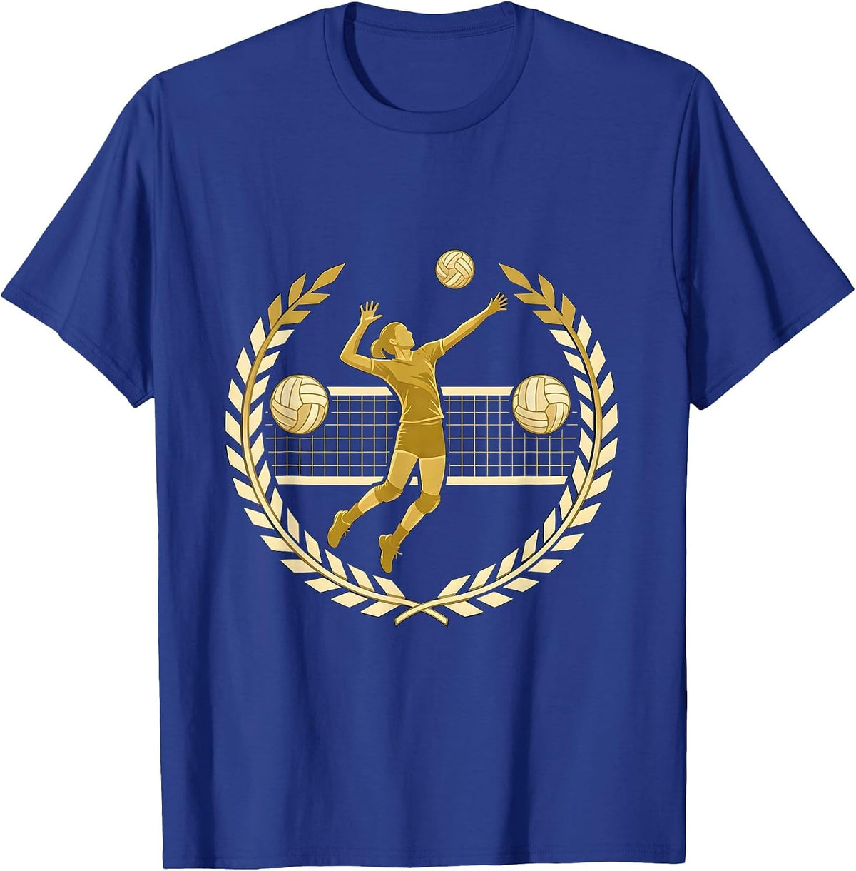 Men's Volleyball Player Jump Silhouette Graphic T-Shirt - Royal Blue