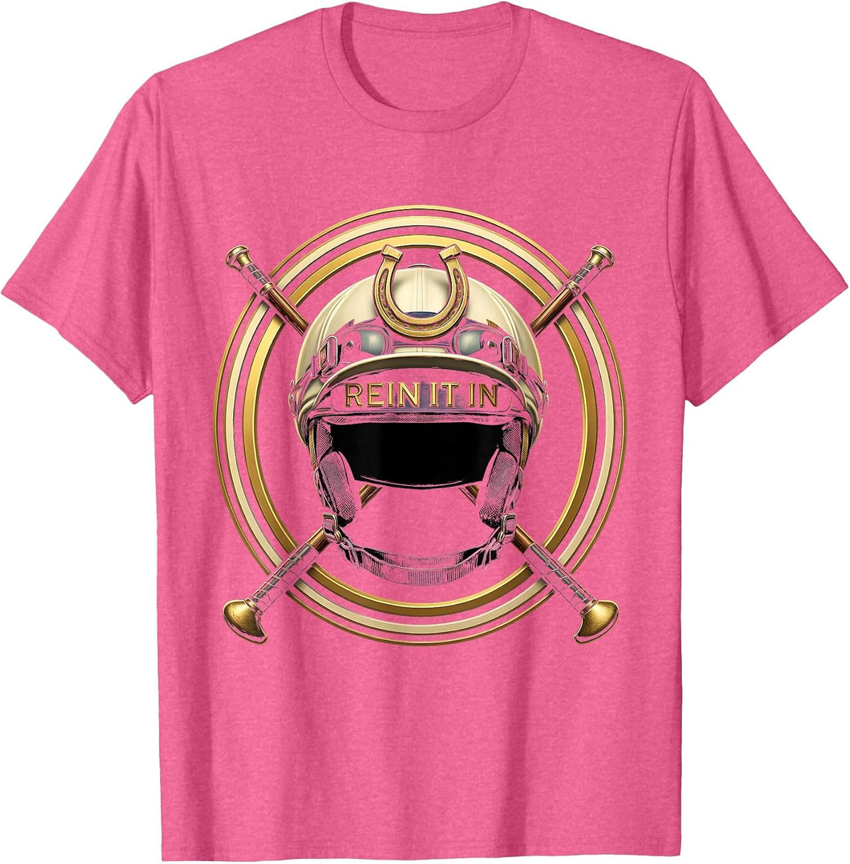 Rein It In Equestrian Horse Riding Design T-Shirt - Pink Heather