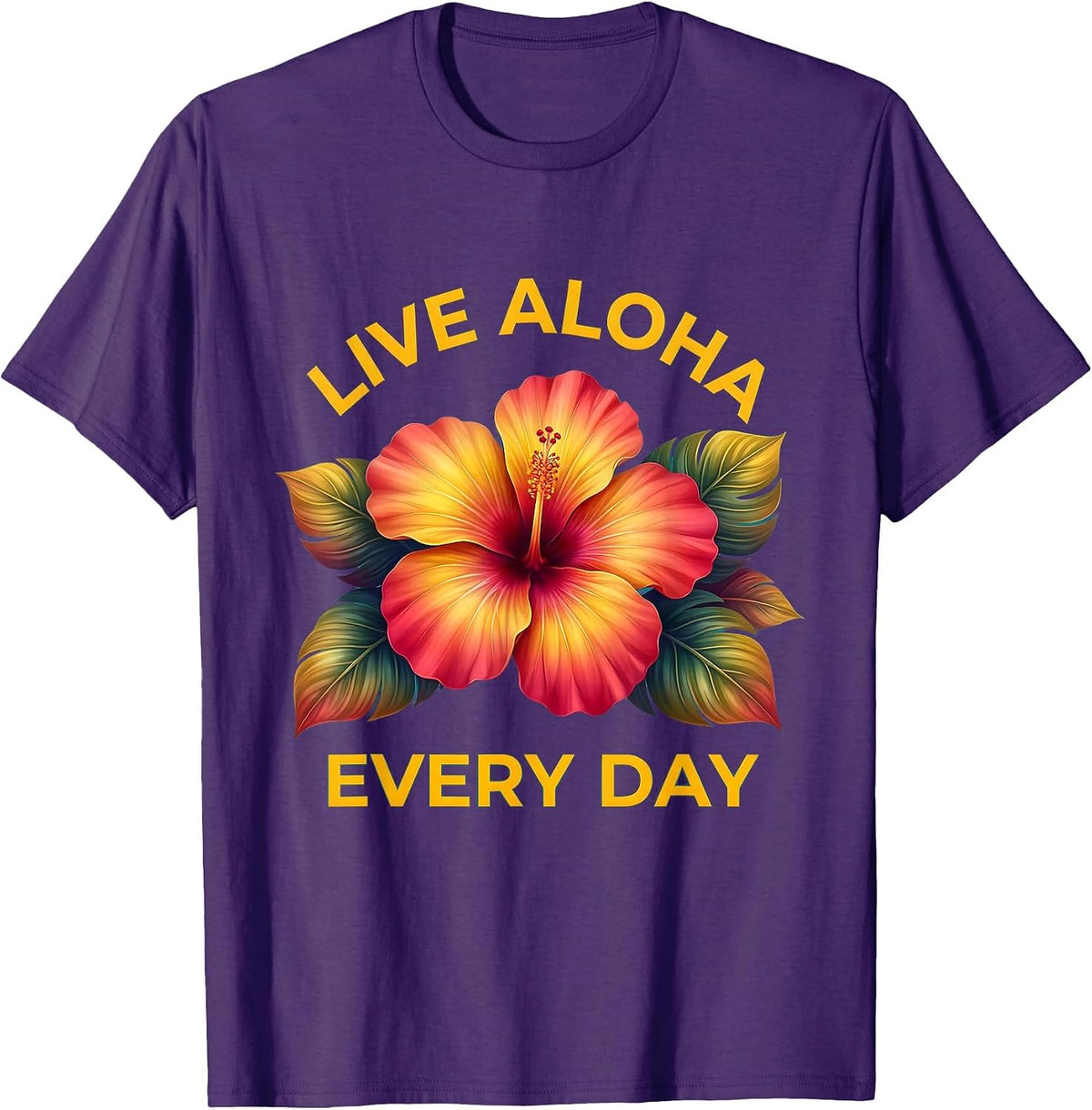 Live Aloha Every Day Hawaiian Spirit Design T-Shirt - Purple