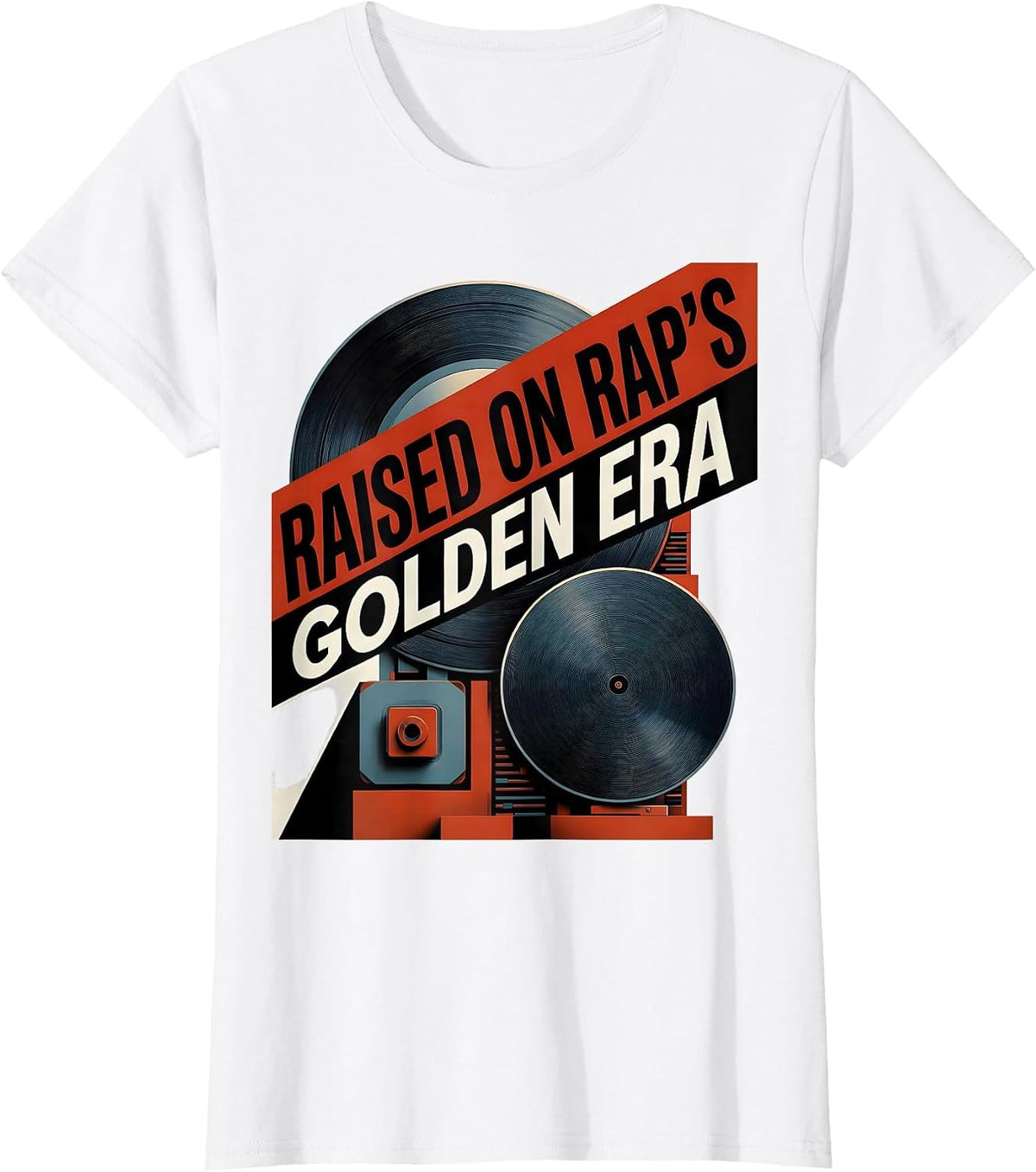 Raised On Rap's Golden Era Constructivist Poster Old School T-Shirt - White
