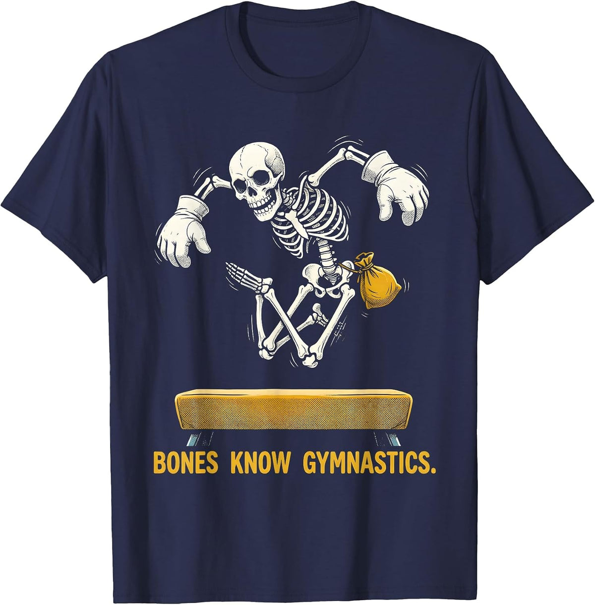 Bones Know Gymnastics Funny Skeleton Halloween Costume Kids T-Shirt - Navy Blue