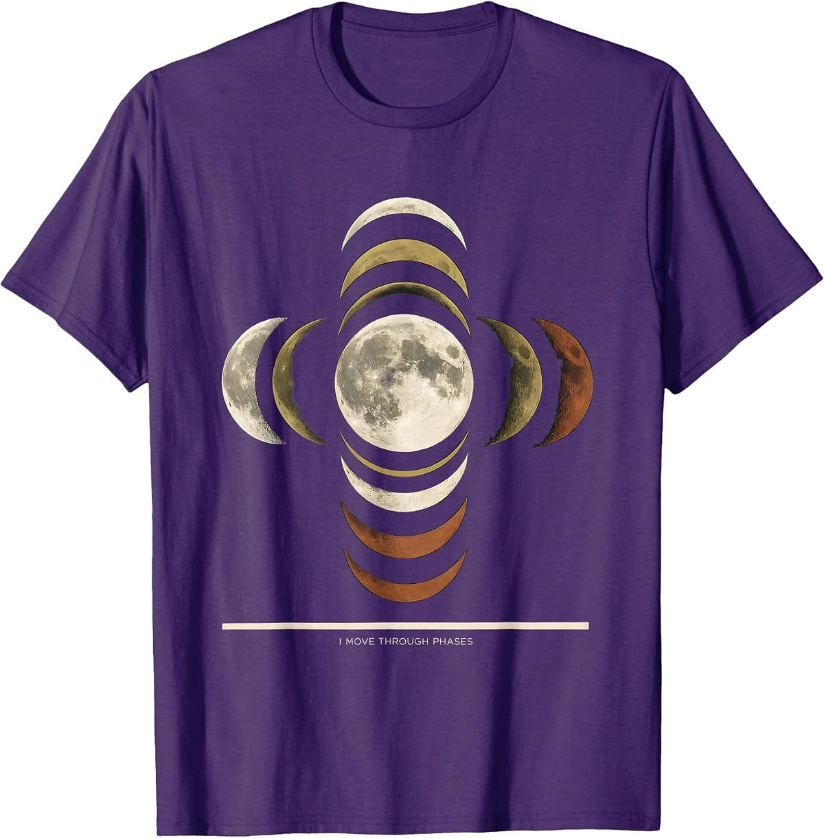Men's I Move Through Phases Screenprint Lunar Phases Astrology T-Shirt - Purple